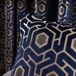Geo Cut Navy Velvet Cushion - thumbnail 2