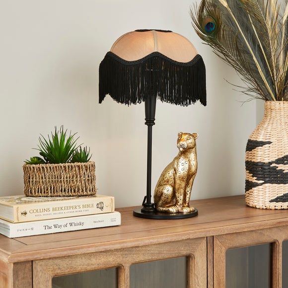 Kindra Fringed Leopard Table Lamp - image 1