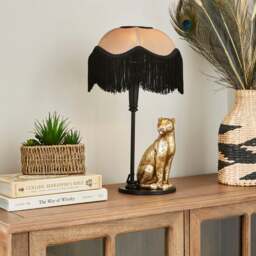Kindra Fringed Leopard Table Lamp - thumbnail 1
