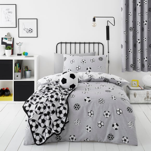 Football Grey and White Reversible Duvet Cover and Pillowcase Set - image 1