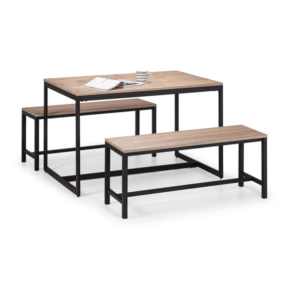 Tribeca 4 Seater Rectangular Dining Table with 2 Benches, Black - image 1