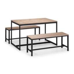 Tribeca 4 Seater Rectangular Dining Table with 2 Benches, Black - thumbnail 2