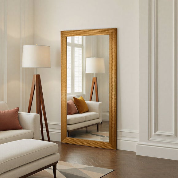 Yearn Wave Framed Bevelled Full Length Wall Mirror - image 1