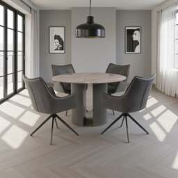 Bossini Round 4 Seater Dining Table, Grey - thumbnail 1