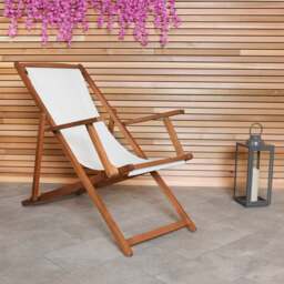 Eucalyptus Cream Wooden Deck Chair - thumbnail 1