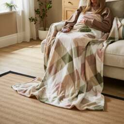 Printed Fleece Ludhan Check Electric Throw Blanket - thumbnail 1