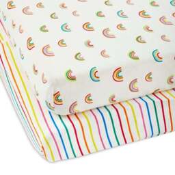 Ickle Bubba Pack of 2 Rainbow Dreams Fitted Cotbed Sheets - thumbnail 3