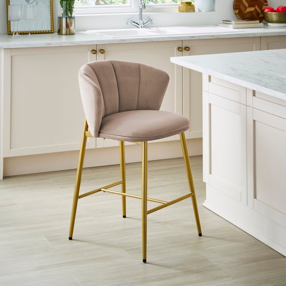 Kiley Bar Stool with Gold Legs, Velvet - image 1