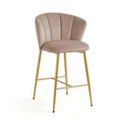 Kiley Bar Stool with Gold Legs, Velvet - thumbnail 5