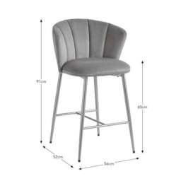 Kiley Bar Stool with Gold Legs, Velvet - thumbnail 6