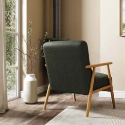 Alpine Boucle Spindle Wooden Arm Accent Chair - thumbnail 4