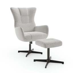 Kara Highback Chenille Swivel Chair and Footstool - thumbnail 5
