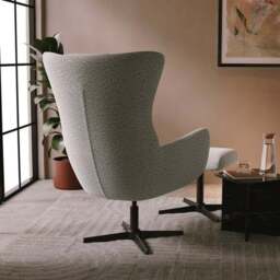 Kara Highback Chenille Swivel Chair and Footstool - thumbnail 2