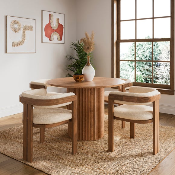 Amari 4 Seater Round Dining Table, Oak - image 1