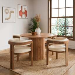 Amari 4 Seater Round Dining Table, Oak