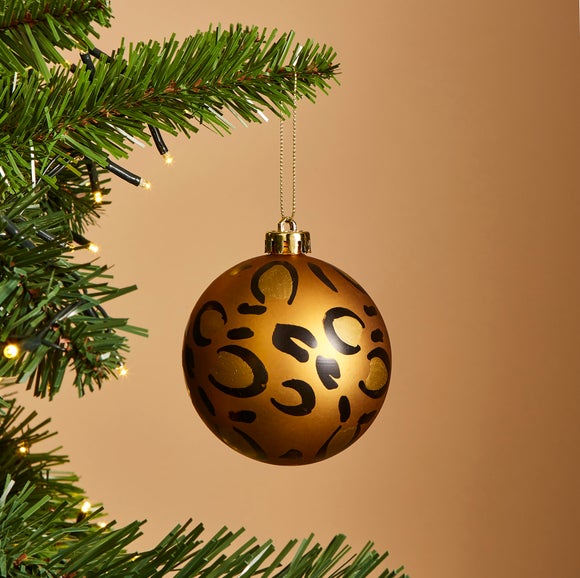 Gold & Black Animal Print Bauble