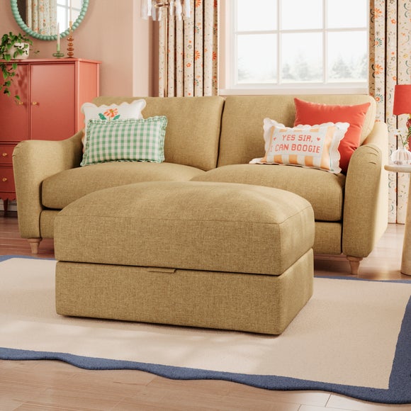 Hattie Slub Faux Linen Storage Footstool - image 1