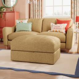 Hattie Slub Faux Linen Storage Footstool - thumbnail 1