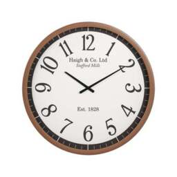 Dark Wood Effect Round Wall Clock - thumbnail 3