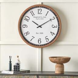 Dark Wood Effect Round Wall Clock - thumbnail 1
