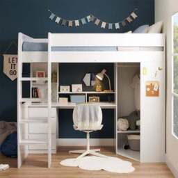 Harper High Sleeper Bed Frame With Desk Wardrobe And Storage - thumbnail 2