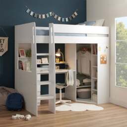 Harper High Sleeper Bed Frame With Desk Wardrobe And Storage - thumbnail 1