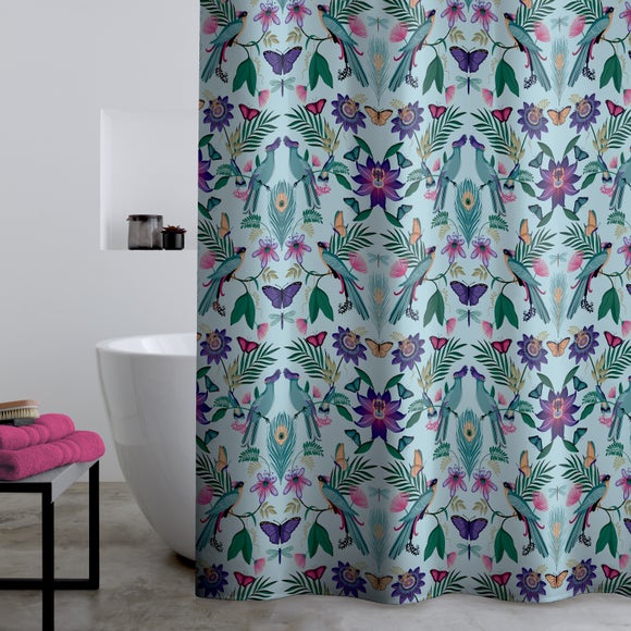 Catherine Lansfield Mya Tropical Birds Shower Curtain - image 1