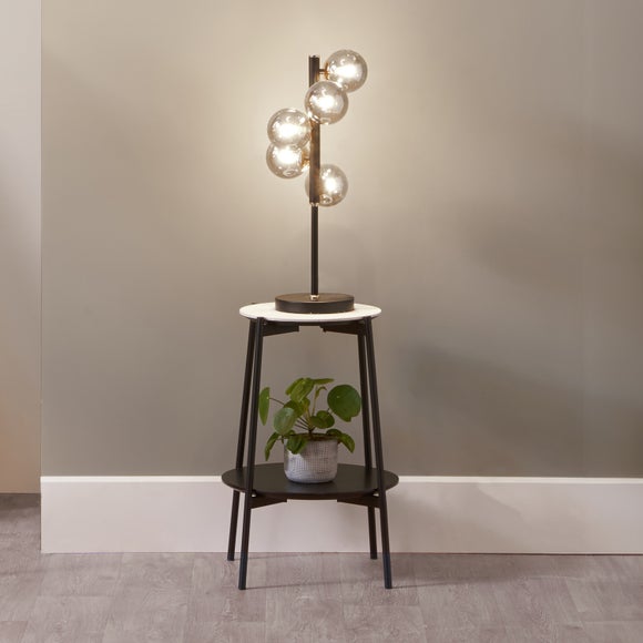 Blair Smoke Glass Ball and Black Metal Table Lamp - image 1