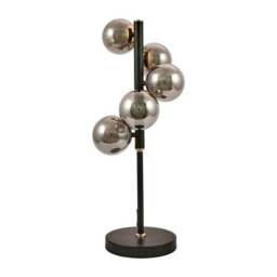 Blair Smoke Glass Ball and Black Metal Table Lamp - thumbnail 3