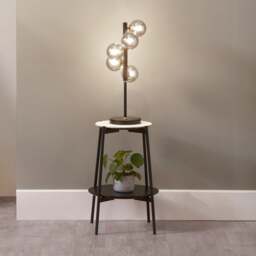 Blair Smoke Glass Ball and Black Metal Table Lamp