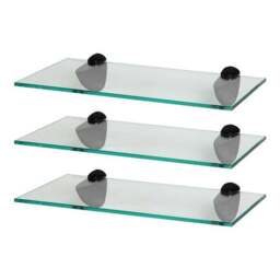 Set of 3 Harbour Housewares Glass Shelves, 40cm - thumbnail 3
