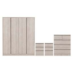 Walker 4 Door Wardrobe Bedroom Furniture Set - thumbnail 2