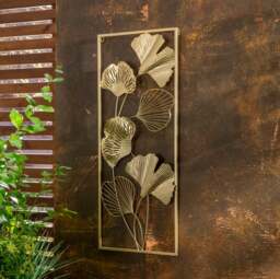 Luxe Gold Ginkgo Indoor Outdoor Wall Art Panel - thumbnail 1