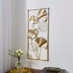 Luxe Gold Ginkgo Indoor Outdoor Wall Art Panel - thumbnail 2