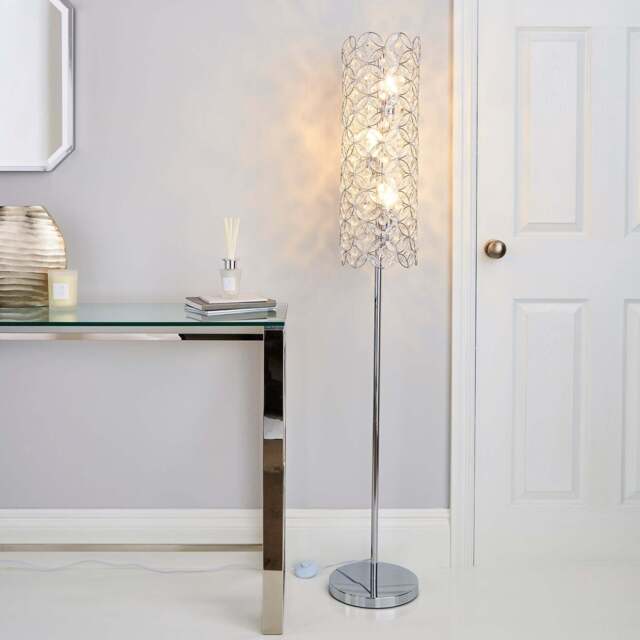 Arden Jewel Chrome Floor Lamp Silver