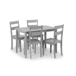 Kobe 4 Seater Rectangular Small Dining Table with 4 Chairs, Grey - thumbnail 2