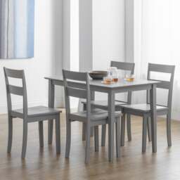 Kobe 4 Seater Rectangular Small Dining Table with 4 Chairs, Grey