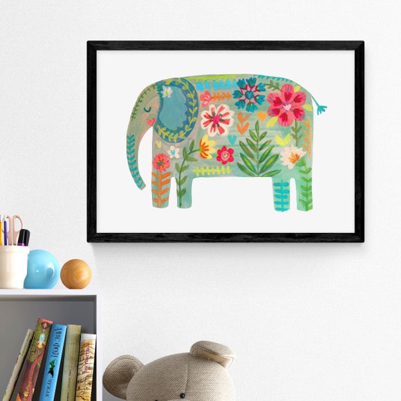 East End Prints Floral Elephant by Darcie Olley Print - image 1