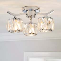 Kleio 3 Light Glass Chrome Semi Flush Ceiling Light - thumbnail 1
