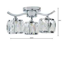 Kleio 3 Light Glass Chrome Semi Flush Ceiling Light - thumbnail 5