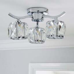 Kleio 3 Light Glass Chrome Semi Flush Ceiling Light - thumbnail 2