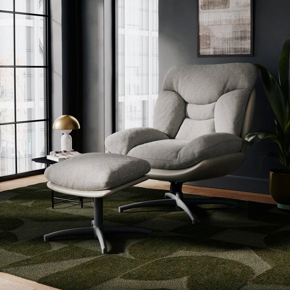 Oren Chenille Swivel Chair and Footstool - image 1