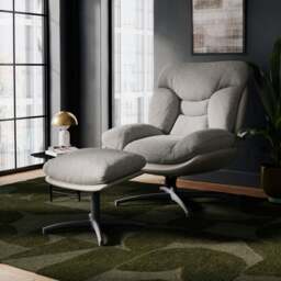 Oren Chenille Swivel Chair and Footstool - thumbnail 1