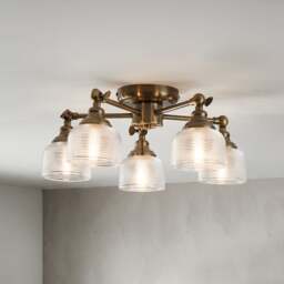 Amesbury Industrial 5 Light Adjustable Semi Flush Ceiling Light