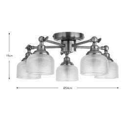 Amesbury Industrial 5 Light Adjustable Semi Flush Ceiling Light - thumbnail 6
