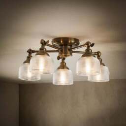 Amesbury Industrial 5 Light Adjustable Semi Flush Ceiling Light - thumbnail 2