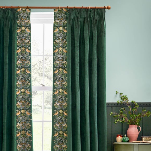 Morris & Co. Strawberry Thief Embroidered Pencil Pleat Curtains - image 1