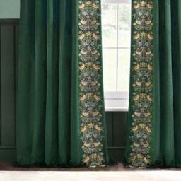 Morris & Co. Strawberry Thief Embroidered Pencil Pleat Curtains - thumbnail 4