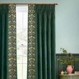 Morris & Co. Strawberry Thief Embroidered Pencil Pleat Curtains - thumbnail 1