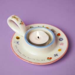 Love Life You Mean The World Ceramic Tealight Holder - thumbnail 1